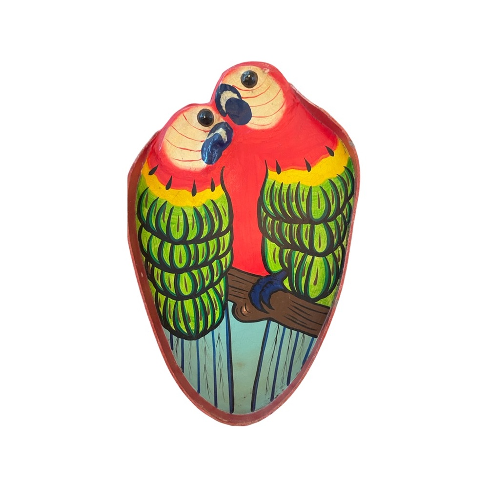 23" PAPER MACHE PARROT SERVING TRAY Vintage Retro Tiki Baja Folk Art WALL DECOR